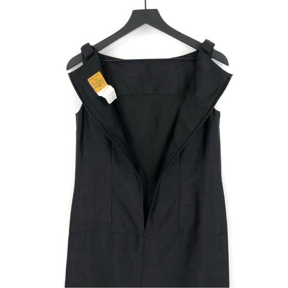 INES DE LA FRESSANGE Vintage Raw Silk Sheath Dress Black FR 36 (6) - Picture 9 of 11